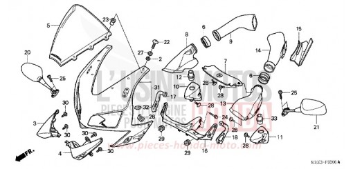 PANNEAU SUPERIEUR (CBR600RR3/4) CBR600RR4 de 2004